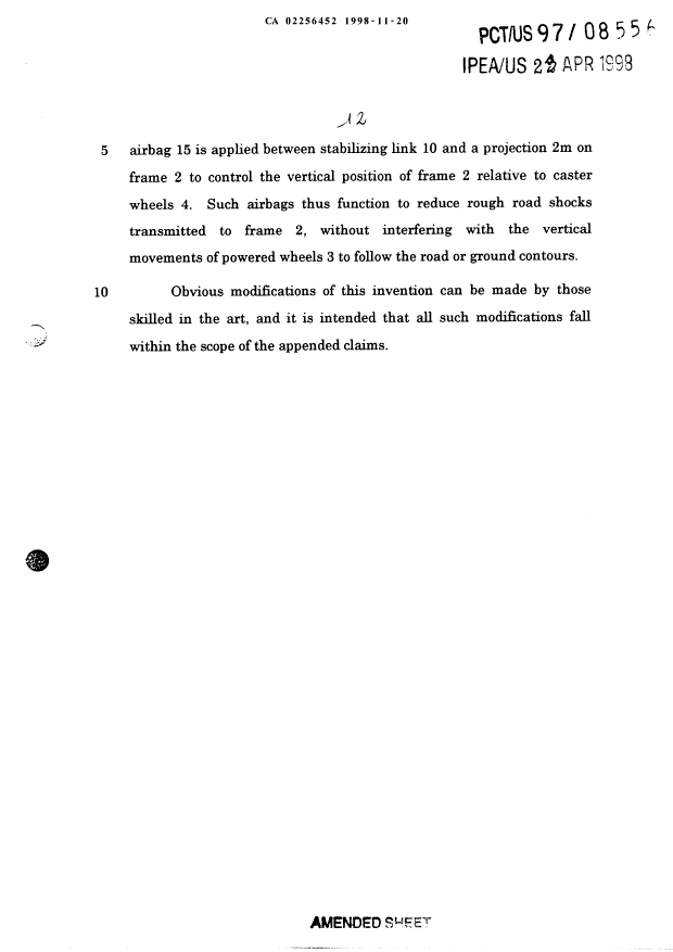 Document de brevet canadien 2256452. Description 19981120. Image 12 de 12