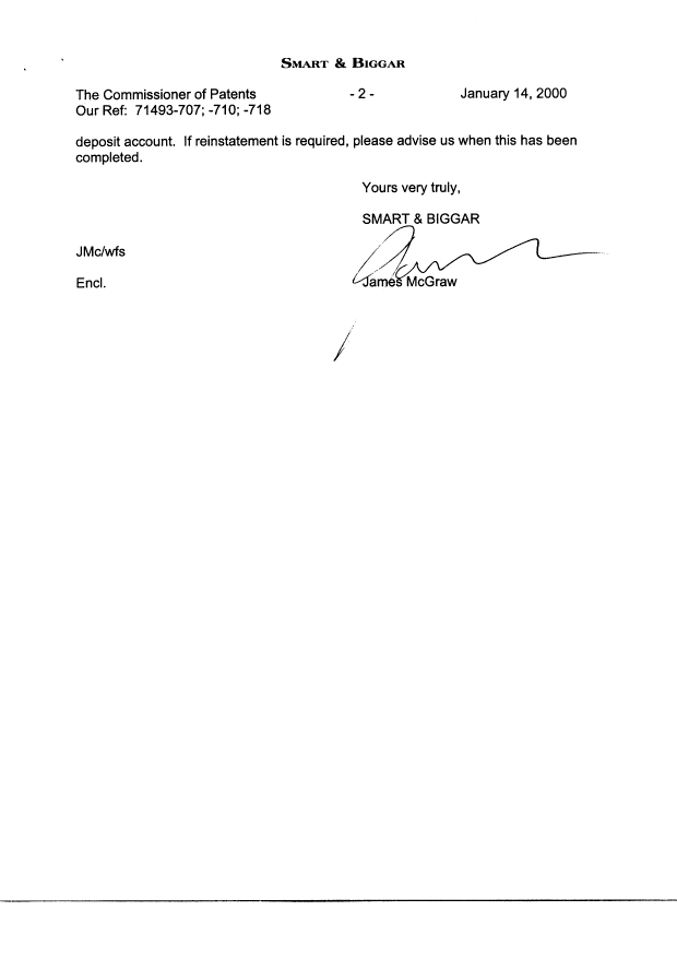 Document de brevet canadien 2256898. Correspondance 19991214. Image 2 de 3