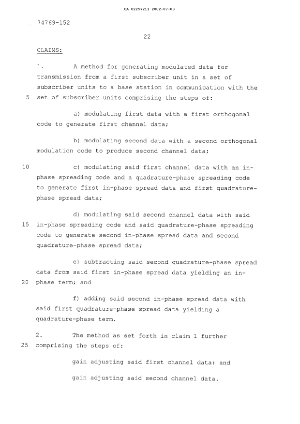Document de brevet canadien 2257211. Poursuite-Amendment 20020703. Image 2 de 3