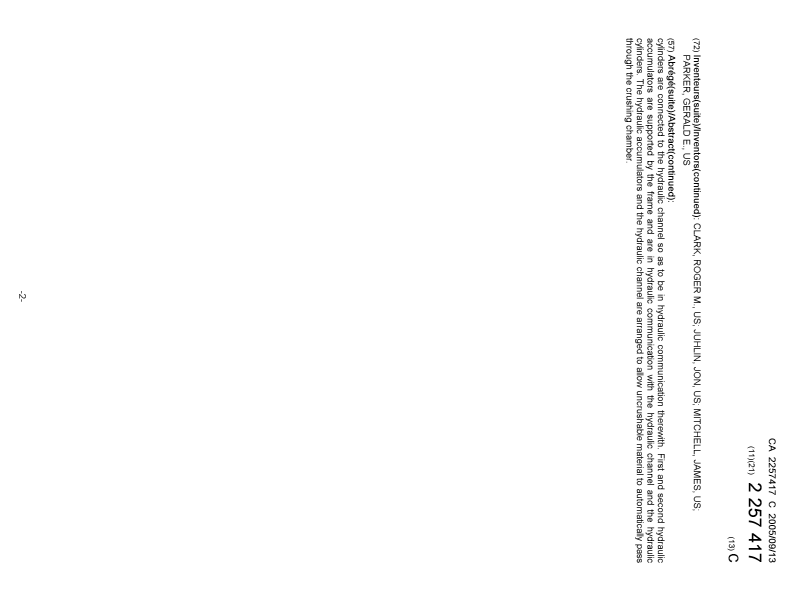 Document de brevet canadien 2257417. Page couverture 20050817. Image 2 de 2