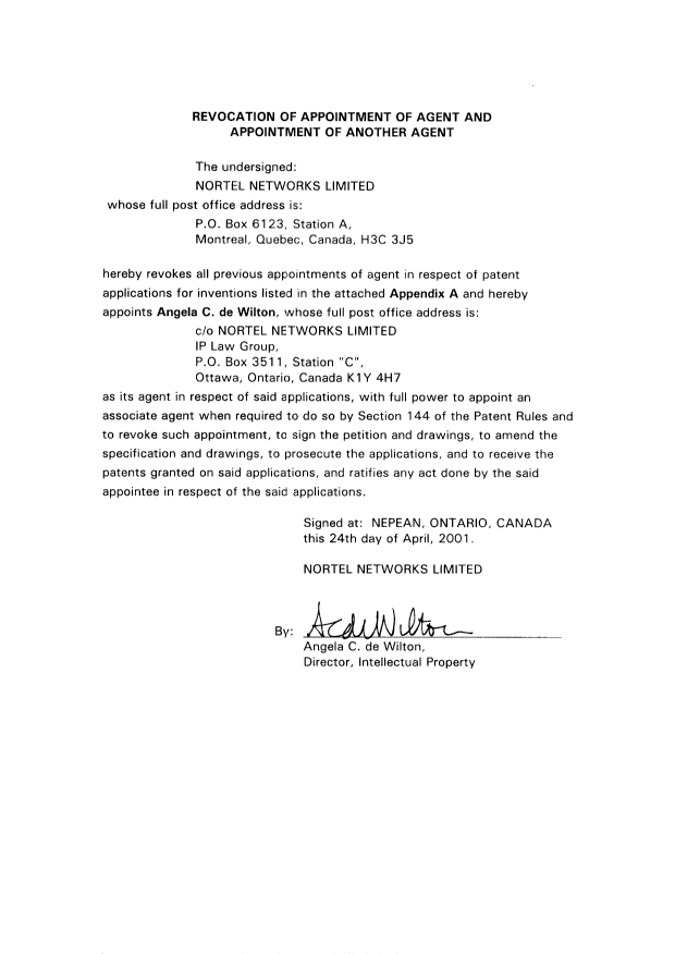 Document de brevet canadien 2258518. Correspondance 20010425. Image 2 de 9