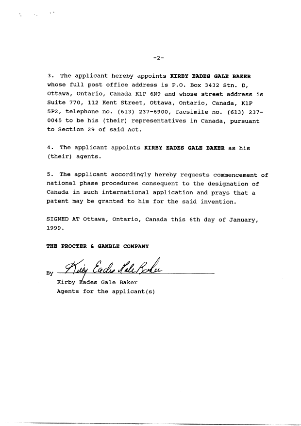 Document de brevet canadien 2259591. Cession 19990106. Image 4 de 4
