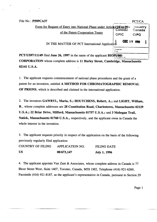Document de brevet canadien 2259632. Cession 19981217. Image 2 de 10