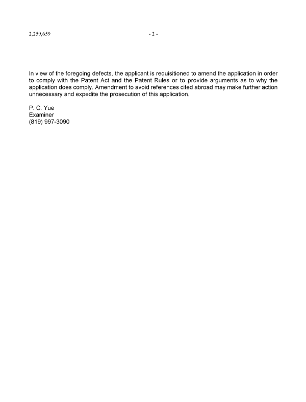 Document de brevet canadien 2259659. Poursuite-Amendment 20011208. Image 2 de 2