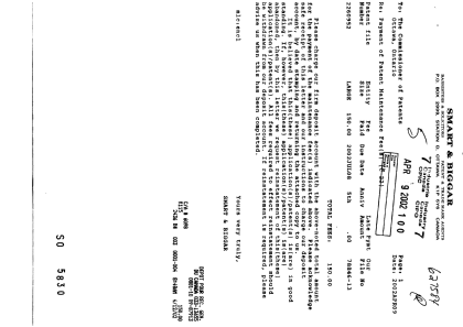 Document de brevet canadien 2260952. Taxes 20020409. Image 1 de 1