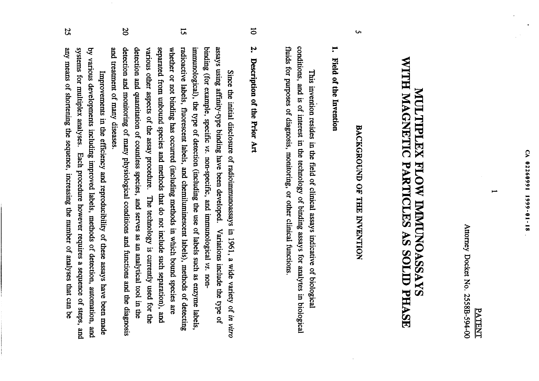 Canadian Patent Document 2260991. Description 19990118. Image 1 of 14