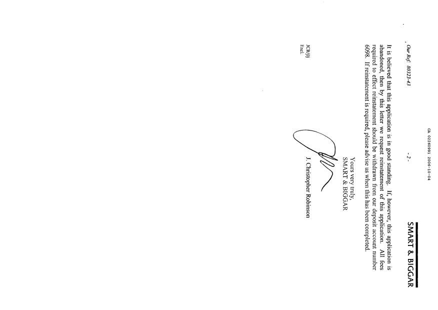 Canadian Patent Document 2260991. Prosecution-Amendment 20061004. Image 2 of 2