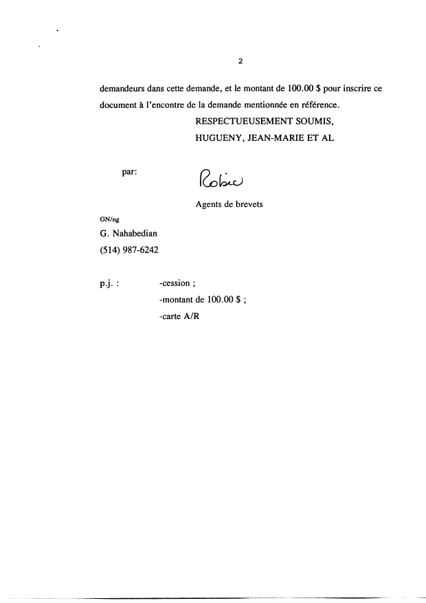 Document de brevet canadien 2261592. Cession 19981222. Image 2 de 3