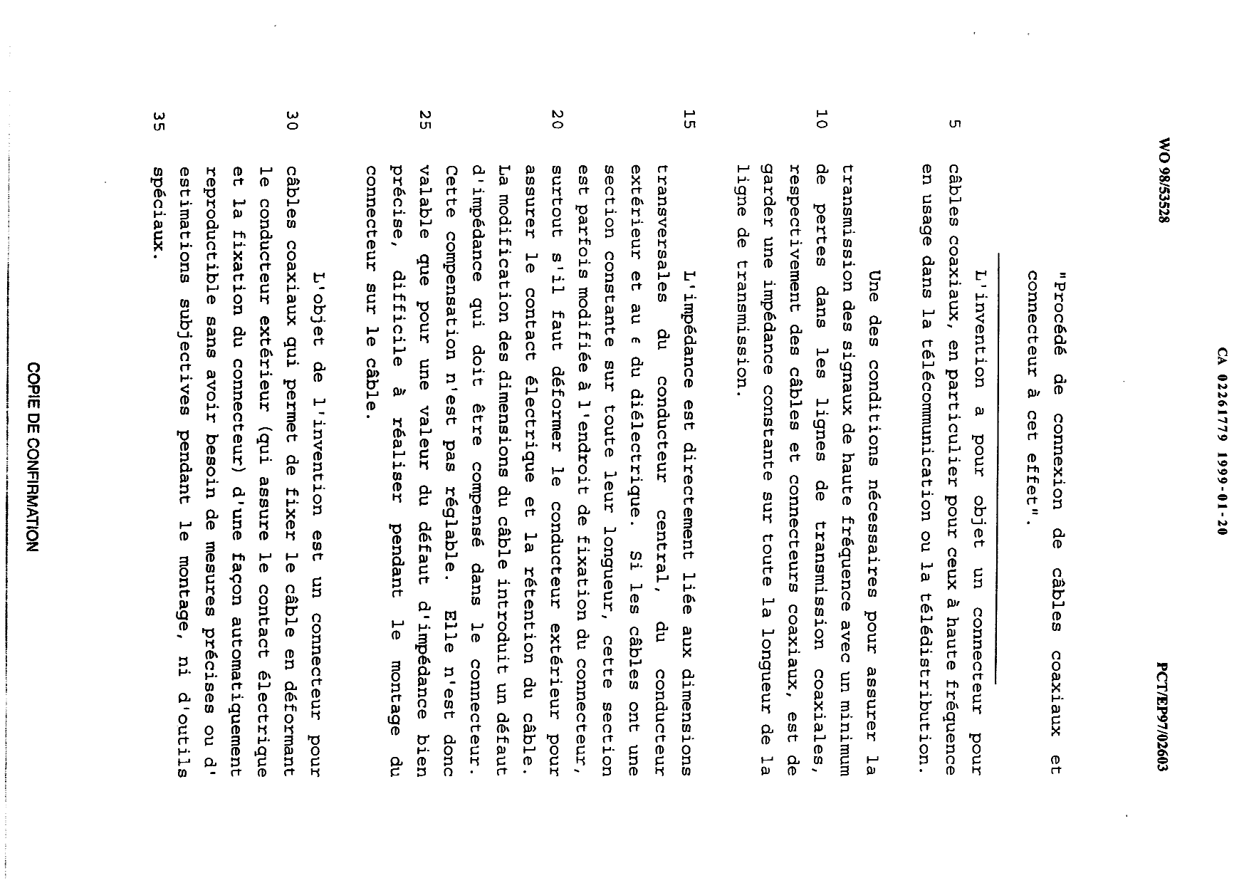 Canadian Patent Document 2261779. Description 19990120. Image 1 of 9