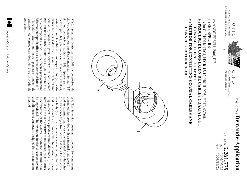 Document de brevet canadien 2261779. Page couverture 19990414. Image 1 de 1