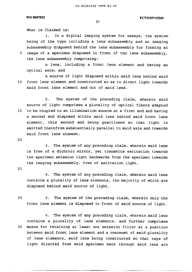 Document de brevet canadien 2263226. Revendications 19990215. Image 1 de 5