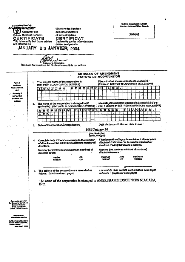 Document de brevet canadien 2263226. Cession 20040217. Image 2 de 3