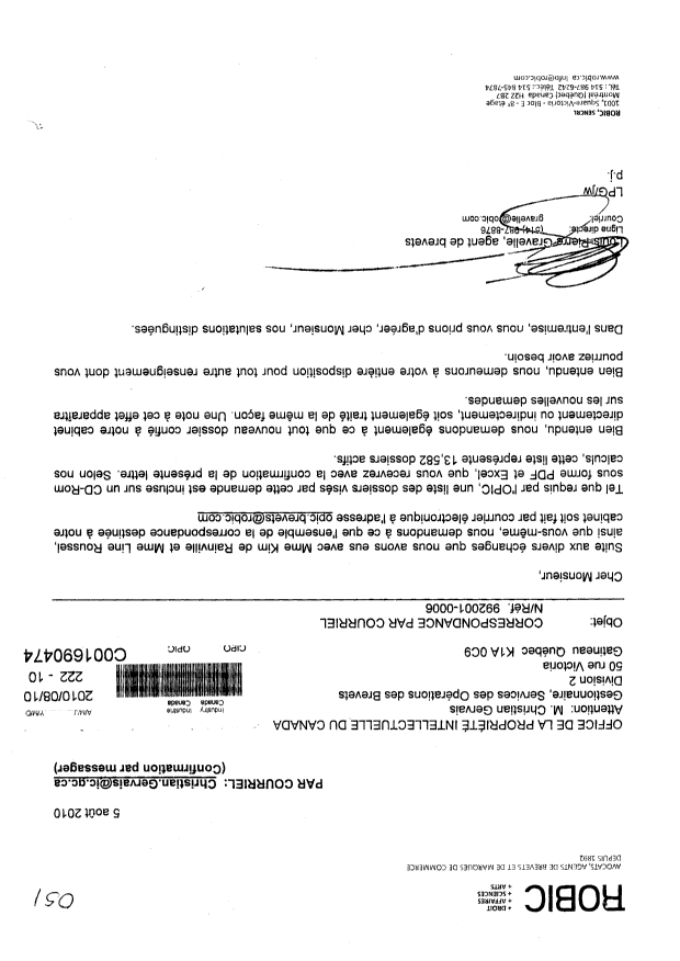 Canadian Patent Document 2263226. Correspondence 20100810. Image 1 of 1