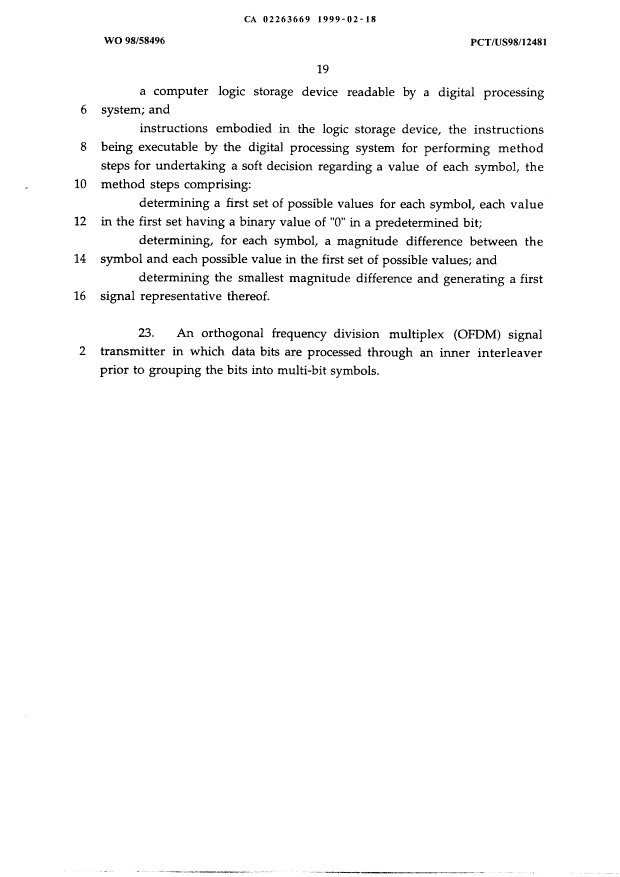 Document de brevet canadien 2263669. Revendications 19990218. Image 4 de 4