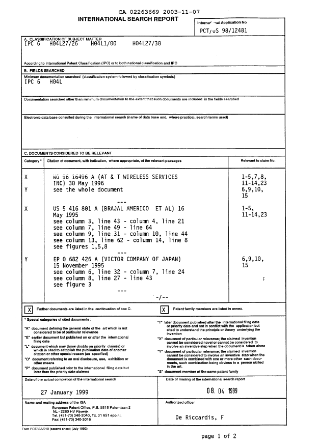 Document de brevet canadien 2263669. PCT 20031107. Image 2 de 6