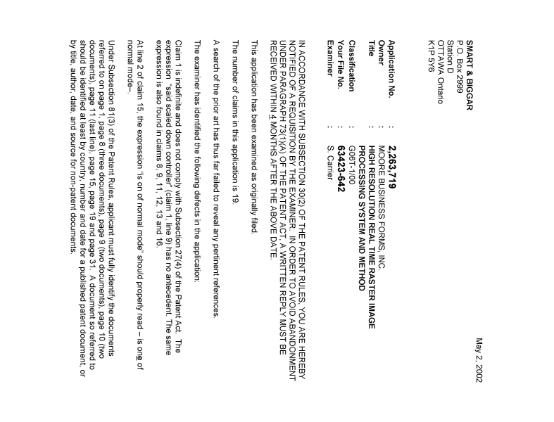 Document de brevet canadien 2263719. Poursuite-Amendment 20020502. Image 1 de 2