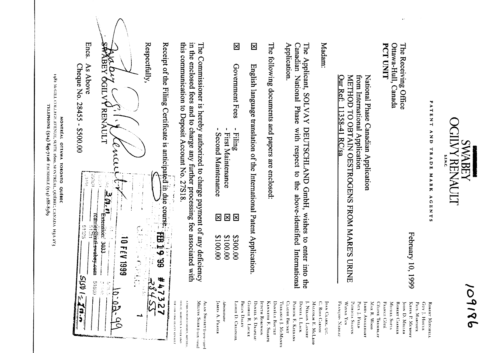 Document de brevet canadien 2263757. Cession 19990210. Image 1 de 2
