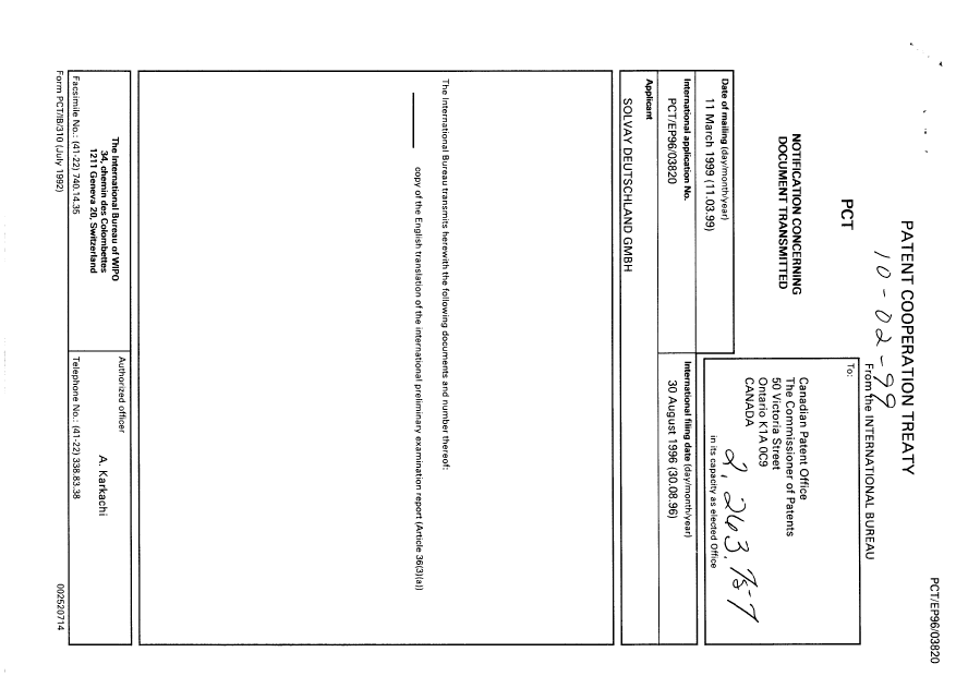 Document de brevet canadien 2263757. PCT 19990311. Image 1 de 5