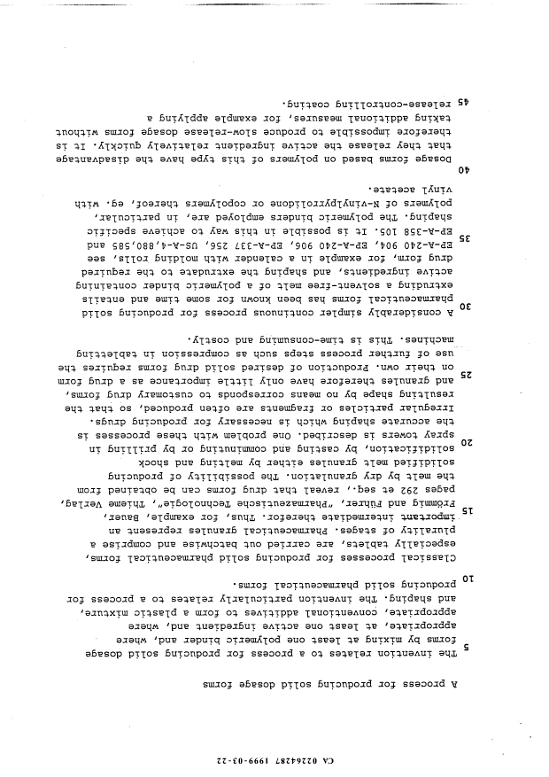 Canadian Patent Document 2264287. Description 19990322. Image 1 of 18