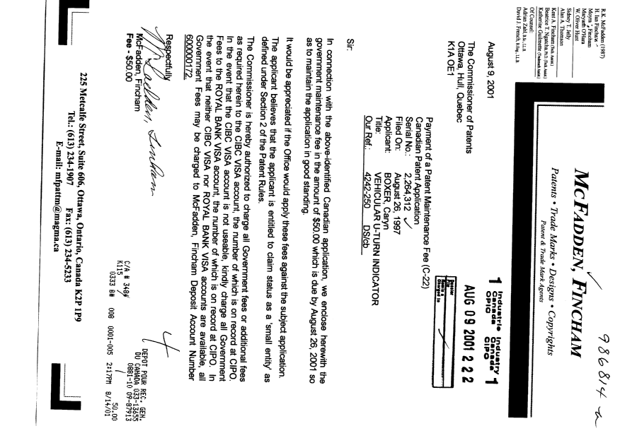 Document de brevet canadien 2264312. Taxes 20010809. Image 1 de 1