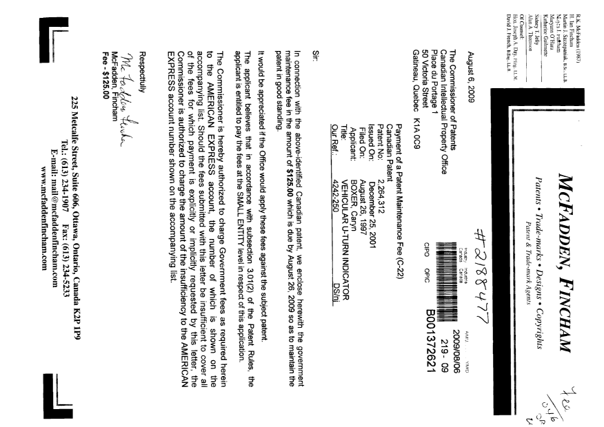 Document de brevet canadien 2264312. Correspondance 20090806. Image 1 de 1