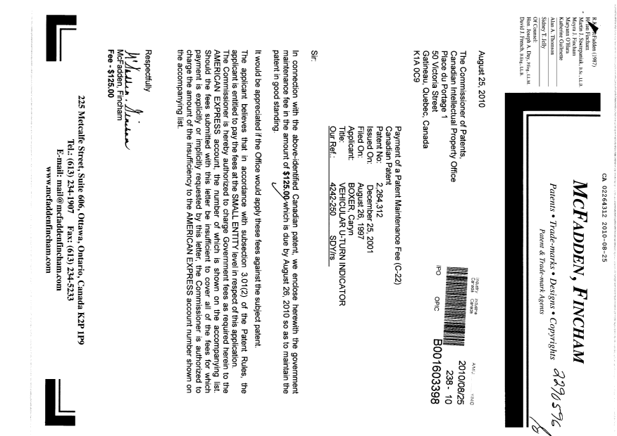 Document de brevet canadien 2264312. Taxes 20100825. Image 1 de 1