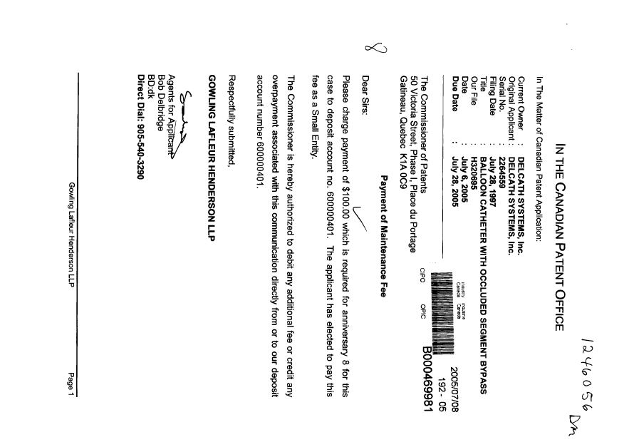Document de brevet canadien 2264559. Taxes 20050708. Image 1 de 1