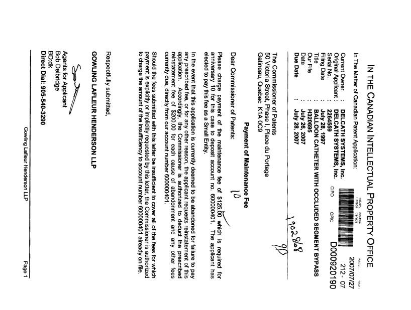 Document de brevet canadien 2264559. Taxes 20070727. Image 1 de 1