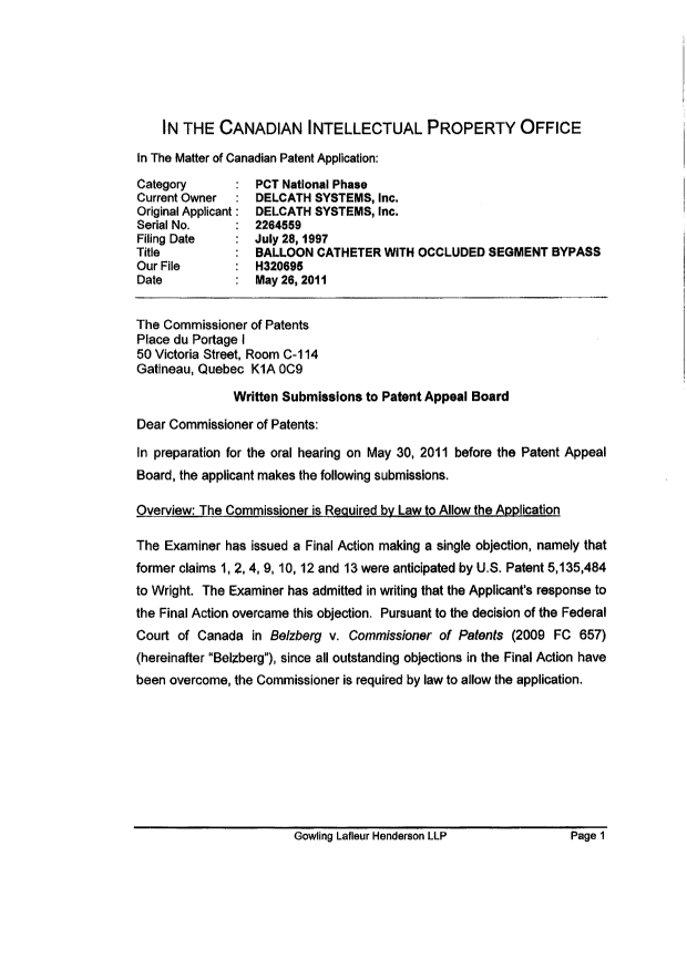Canadian Patent Document 2264559. Prosecution-Amendment 20110526. Image 1 of 24