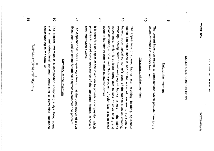 Document de brevet canadien 2265740. Description 19990310. Image 1 de 48