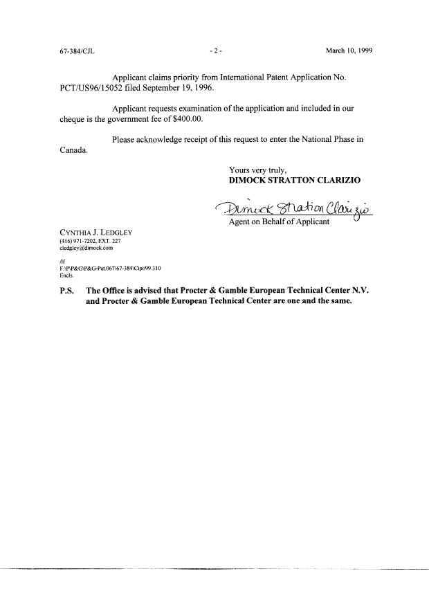 Document de brevet canadien 2265740. Cession 19990310. Image 2 de 8