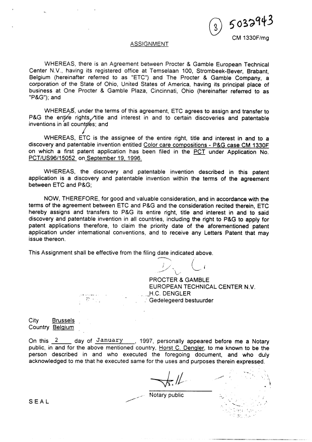 Document de brevet canadien 2265740. Cession 19990310. Image 8 de 8