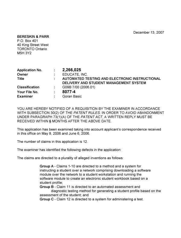 Document de brevet canadien 2266025. Poursuite-Amendment 20071213. Image 1 de 2