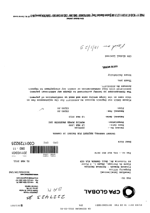 Canadian Patent Document 2266144. Fees 20110301. Image 1 of 1