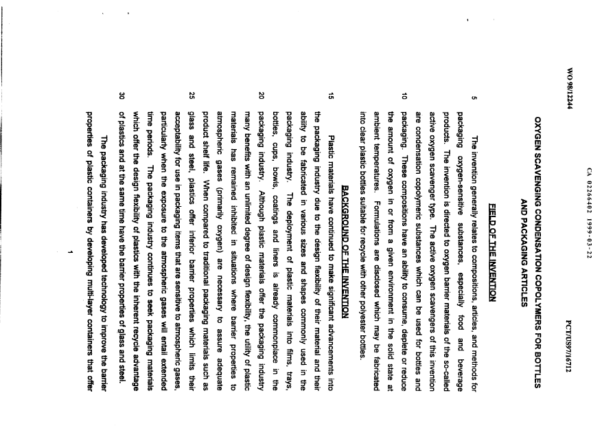 Document de brevet canadien 2266402. Description 19990322. Image 1 de 44