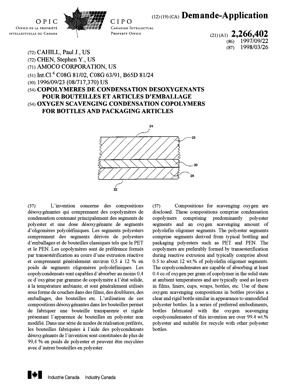 Document de brevet canadien 2266402. Page couverture 19990528. Image 1 de 1