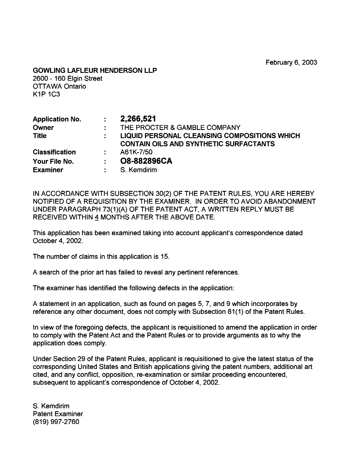 Document de brevet canadien 2266521. Poursuite-Amendment 20030206. Image 1 de 1