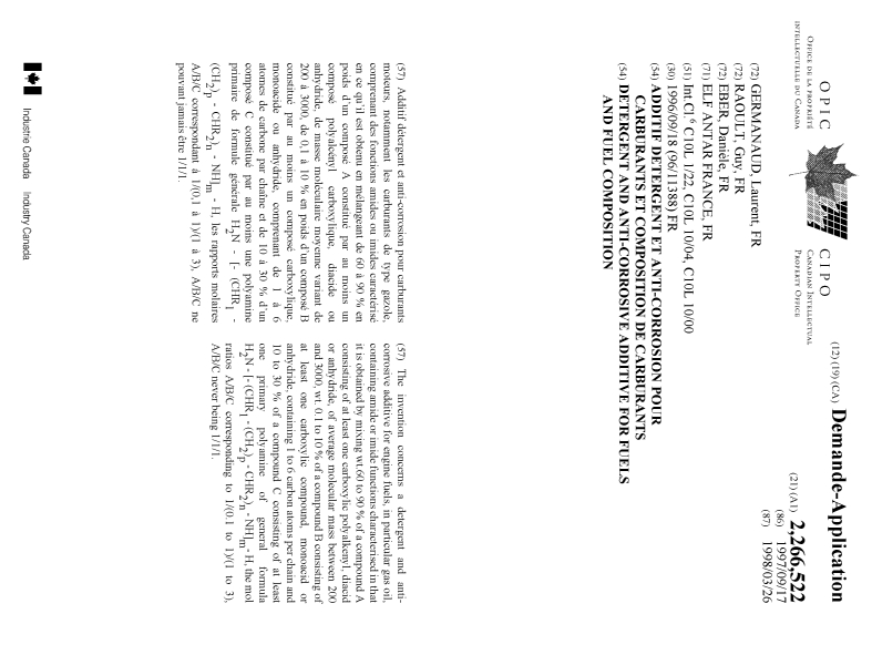 Document de brevet canadien 2266522. Page couverture 19990525. Image 1 de 1
