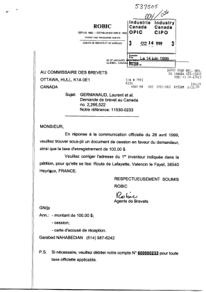 Document de brevet canadien 2266522. Cession 19990614. Image 1 de 2