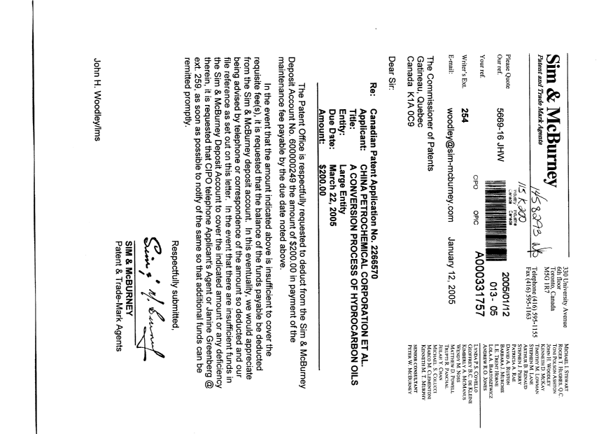 Document de brevet canadien 2266570. Taxes 20050112. Image 1 de 1