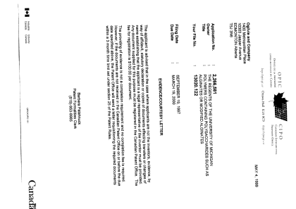 Canadian Patent Document 2266581. Correspondence 19990504. Image 1 of 1