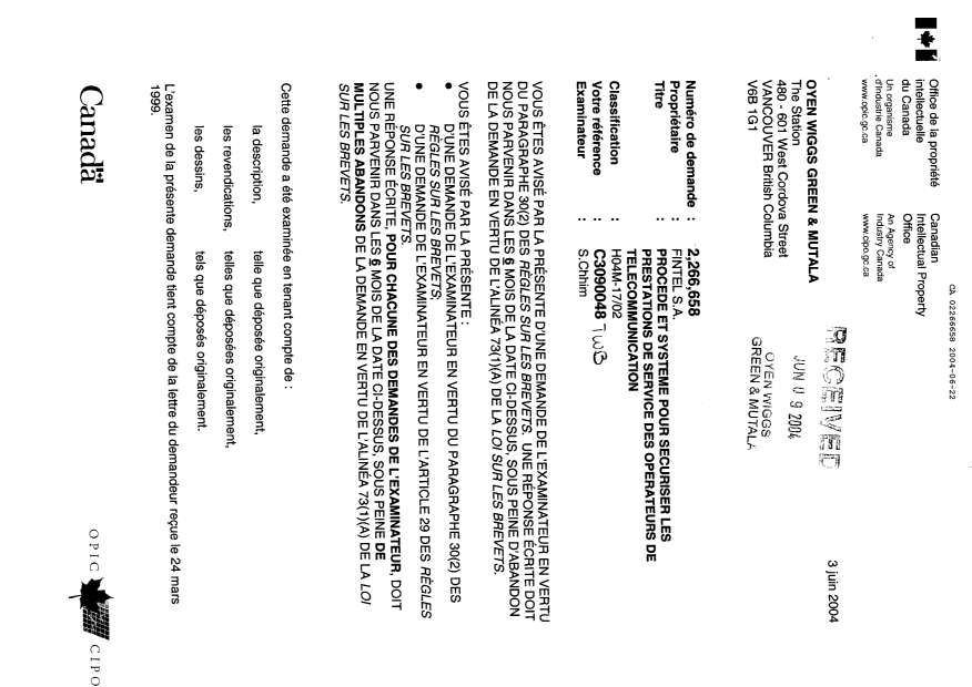 Canadian Patent Document 2266658. Prosecution-Amendment 20040622. Image 2 of 3