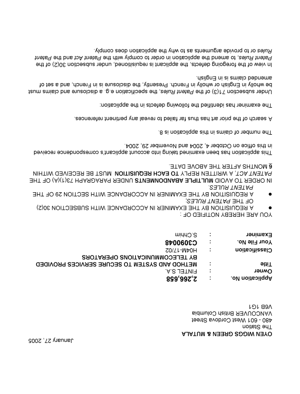 Document de brevet canadien 2266658. Poursuite-Amendment 20050127. Image 1 de 2