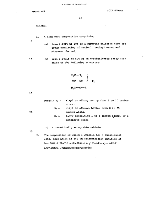 Document de brevet canadien 2266925. Revendications 20020711. Image 1 de 2