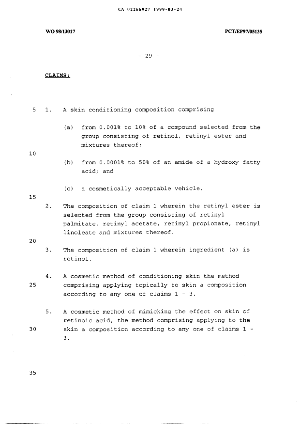 Document de brevet canadien 2266927. Revendications 19990324. Image 1 de 1
