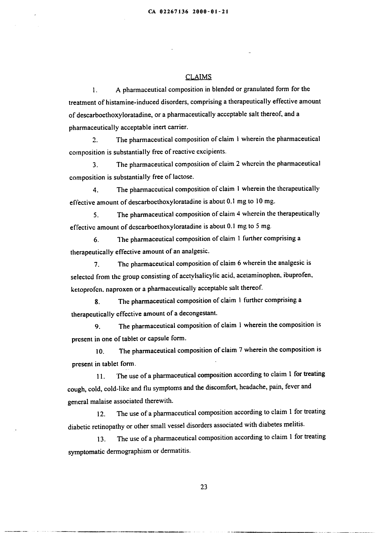 Document de brevet canadien 2267136. Revendications 20000121. Image 1 de 4