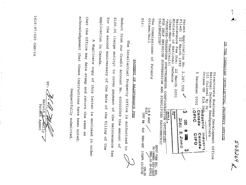 Document de brevet canadien 2267558. Taxes 20001208. Image 1 de 1
