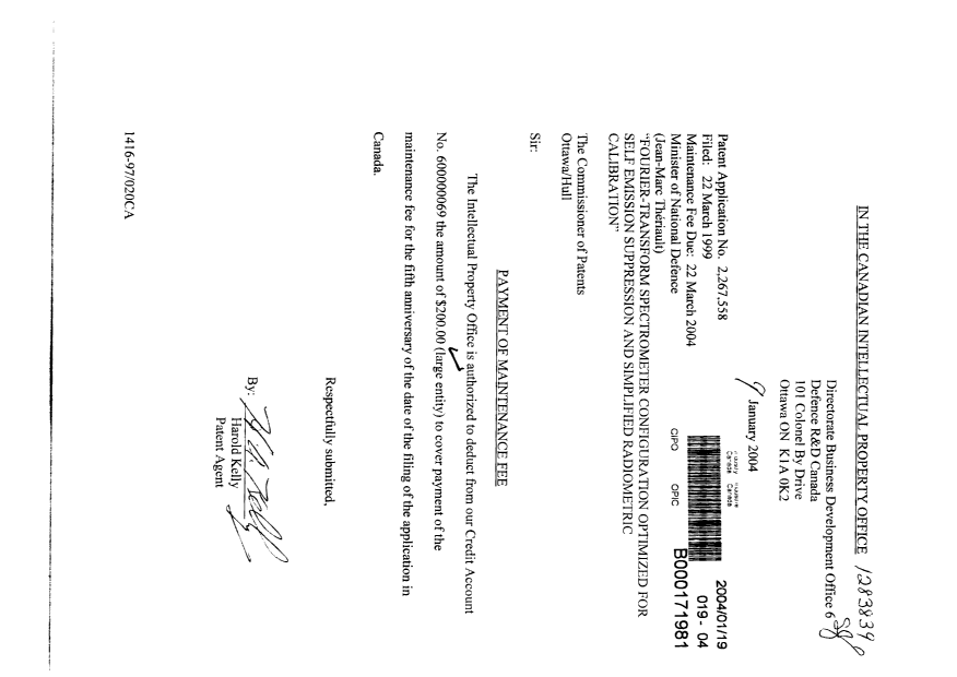 Document de brevet canadien 2267558. Taxes 20040119. Image 1 de 1