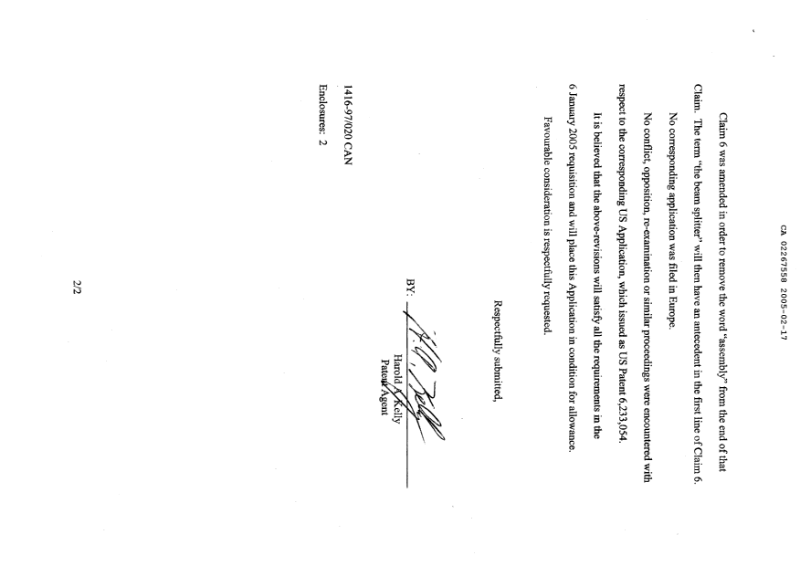 Canadian Patent Document 2267558. Prosecution-Amendment 20050217. Image 2 of 4