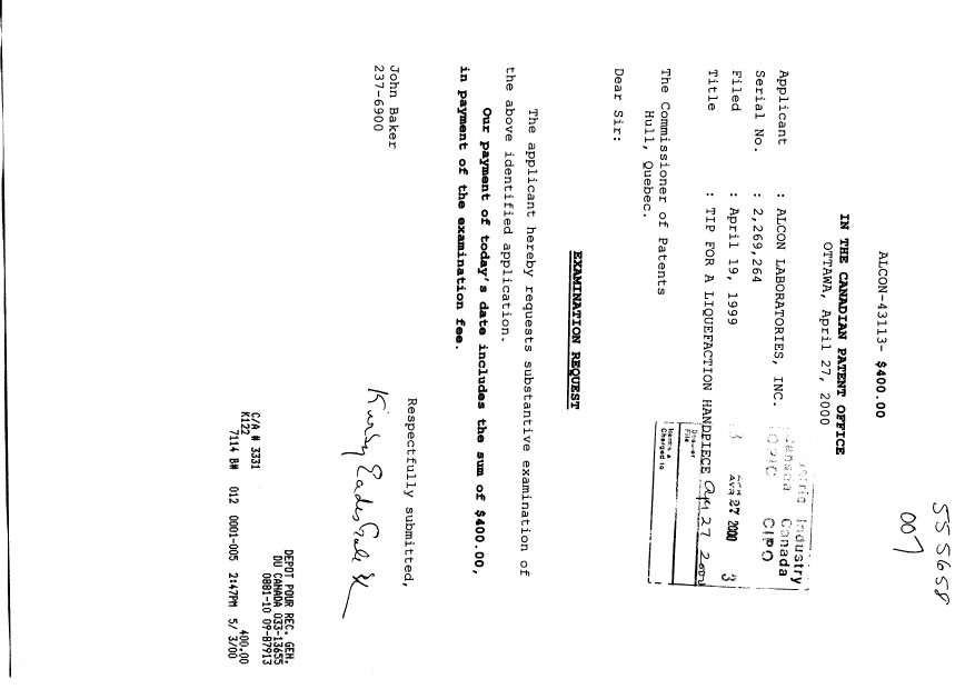 Document de brevet canadien 2269264. Poursuite-Amendment 20000427. Image 1 de 1